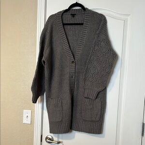 Cozy Gray Knit Cardigan Sweater